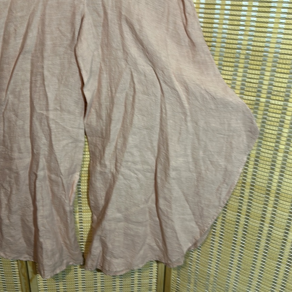 Suzy D London Light Pink Linen Sahara Ultra Wide Leg Culotte Pants Med NWT - Picture 4 of 16